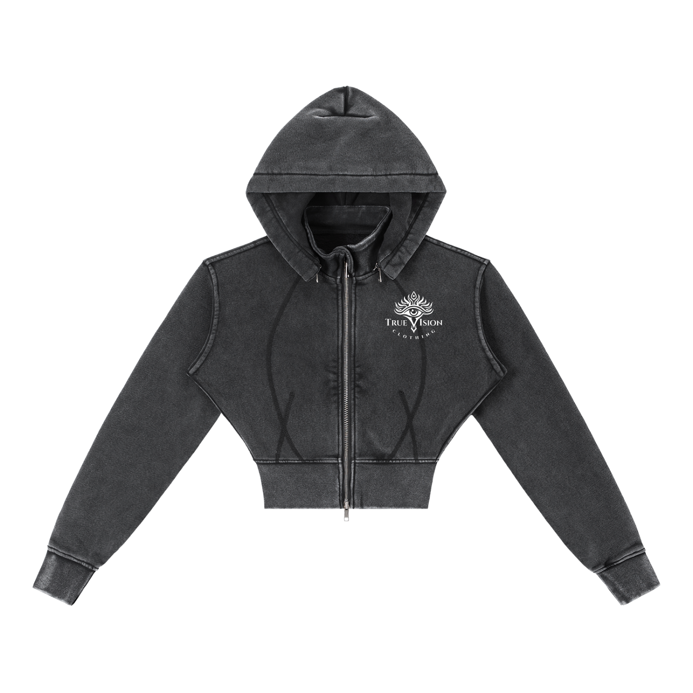 Vintage Washed Cropped Fleece Logo Hoodie
