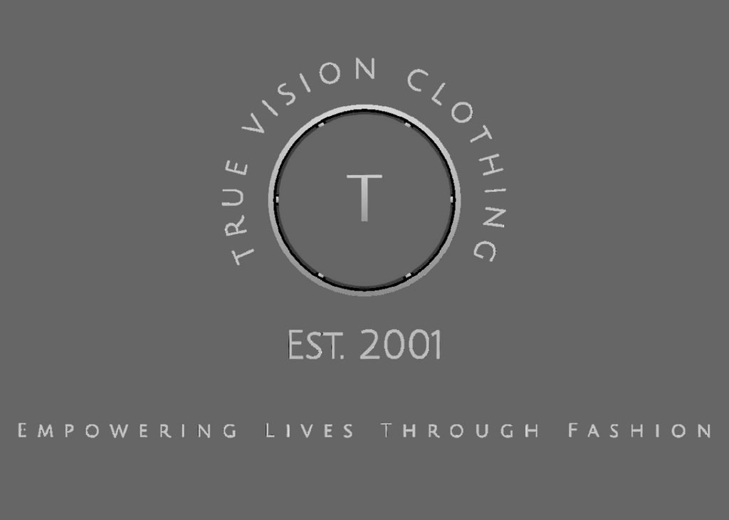 True Vision Clothing logo with a circular design and text on a grey background