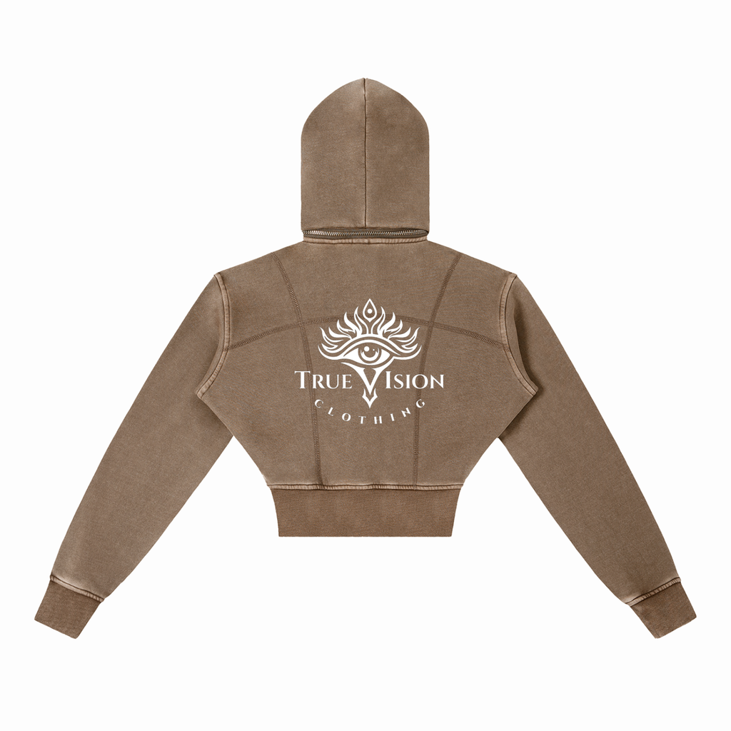 Vintage Washed Cropped Fleece Logo Hoodie