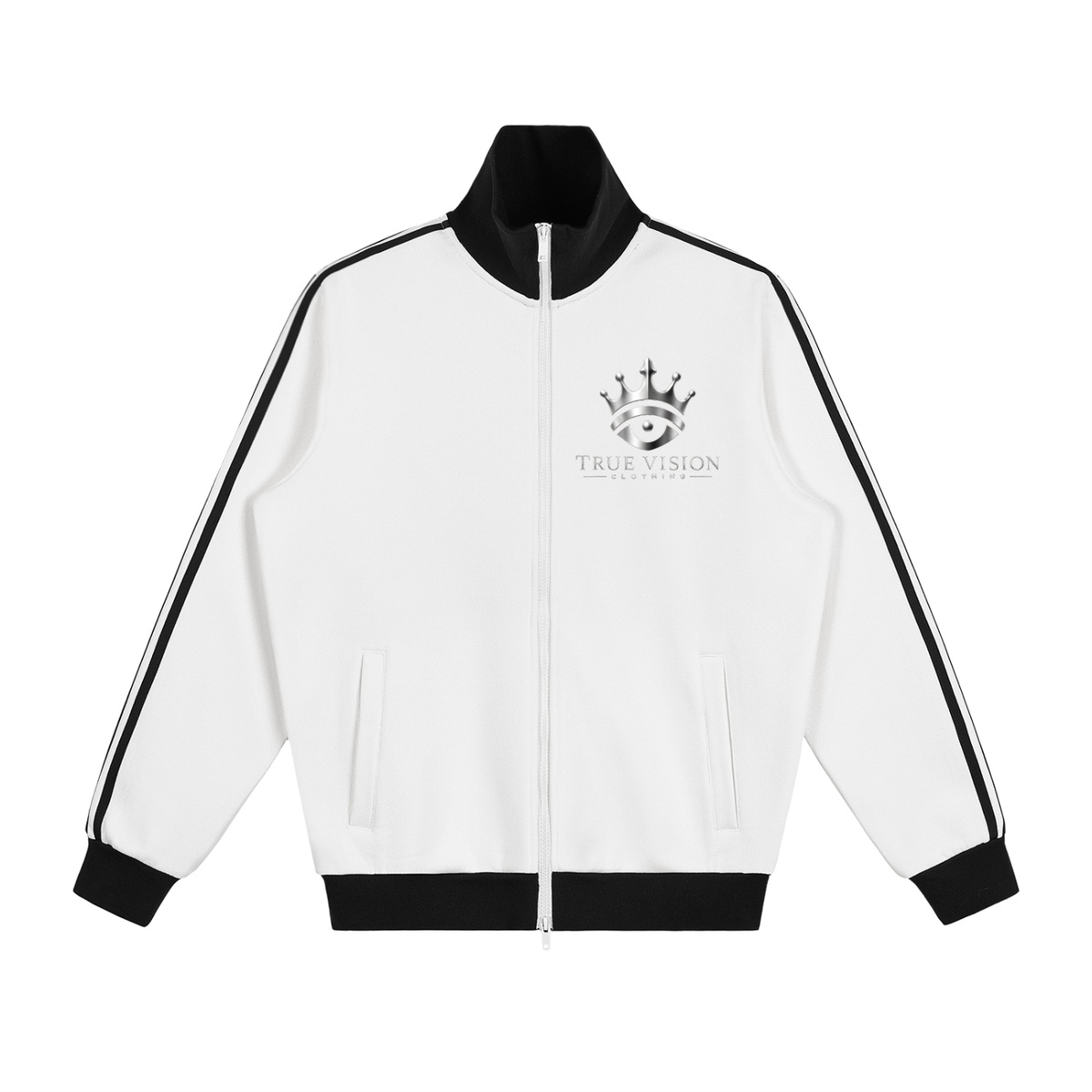 Striped Fleece Logo Track Jacket